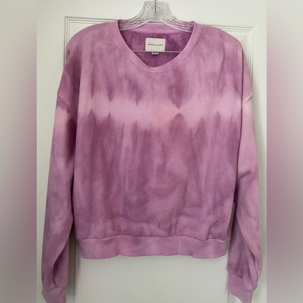 American Eagle purple tie dye crew neck